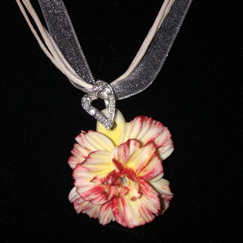 Hand Sculpted Porcelain Flower Necklace